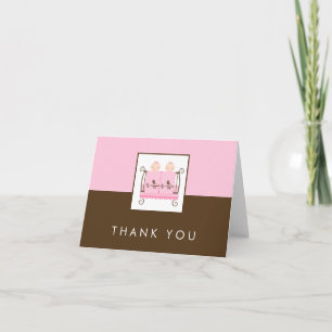 Tarjeta De Agradecimiento Gemelos en la cuna Baby Shower gracias a las tarje