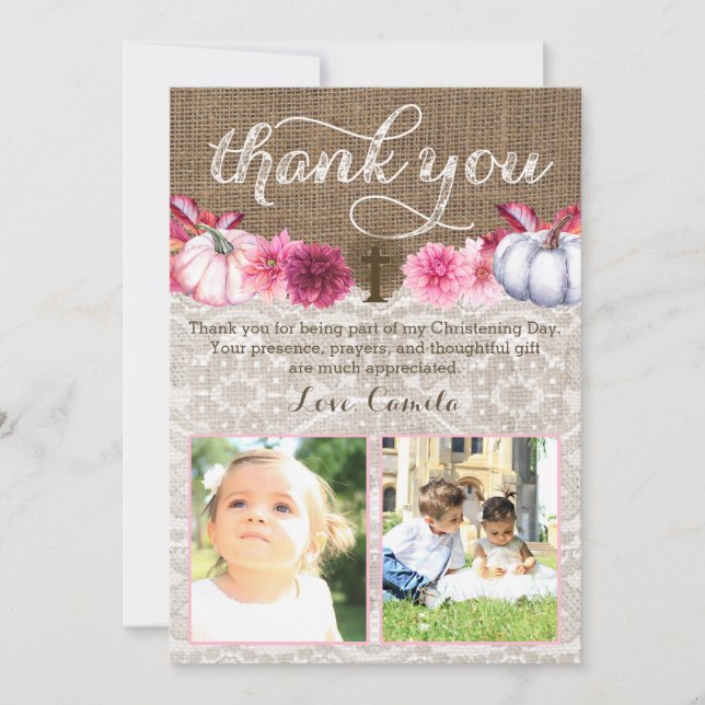 Tarjeta De Agradecimiento Gemelos Religiosos Gracias Cartas Con Calabazas (Anverso)