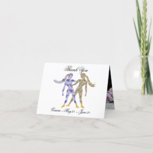 Tarjeta De Agradecimiento Gemini Impresionist Painting Style & Gold Gracias