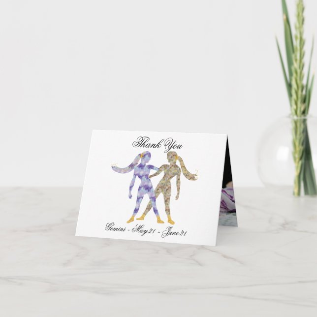 Tarjeta De Agradecimiento Gemini Impresionist Painting Style & Gold Gracias (Anverso)