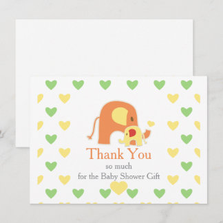 Tarjeta De Agradecimiento  Gender Neutral Elephant Theme Baby Shower 