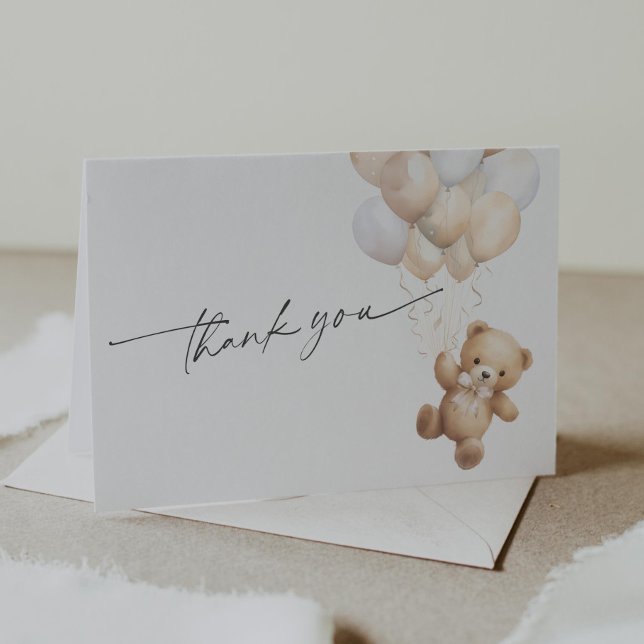 Tarjeta De Agradecimiento Género Neutral Baby Shower Teddy Bear Tema (Beige We Can Bearly Wait, Teddy Bear Gender Neutral baby Shower Thank you Cards.)