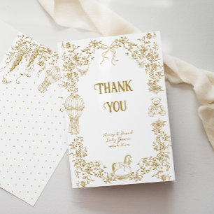 Tarjeta De Agradecimiento Género Neutral Toile Whimsical Floral Baby Shower