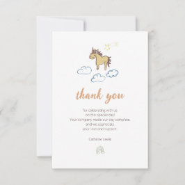 Tarjeta De Agradecimiento Género neutro de Baby Shower de Unicorn