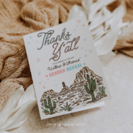 Tarjeta De Agradecimiento Género occidental revela vaquero o vaquera