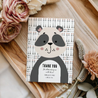 Tarjeta De Agradecimiento Gentle Panda Woodland Thank You Baby Shower