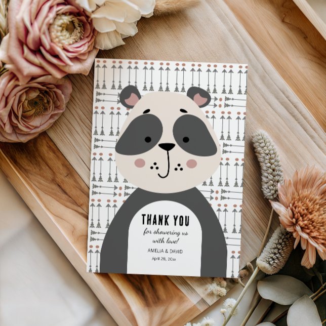 Tarjeta De Agradecimiento Gentle Panda Woodland Thank You Baby Shower (Subido por el creador)