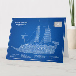 Tarjeta De Agradecimiento Geobukseon del barco de tortuga - Ship Blueprint A