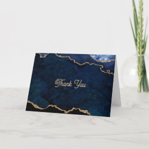 Tarjeta De Agradecimiento Geoda Azul Dorada