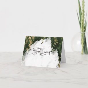 Tarjeta De Agradecimiento Geoda de Acuarela Agua Esmeralda Verde Oscuro Bare