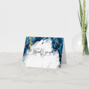 Tarjeta De Agradecimiento Geoda de Acuarela Zafiro Azul BarefootBride™
