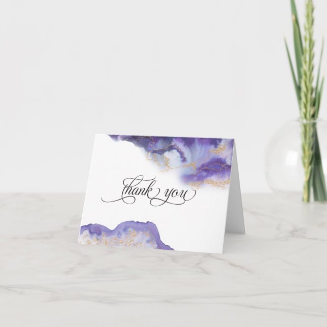 Tarjeta De Agradecimiento Geode acuarela moderna de Ametist BarefootBride™ (Anverso)