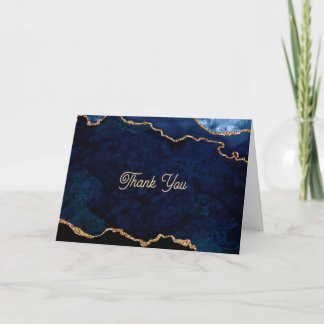 Tarjeta De Agradecimiento Geode Blue Gilded 