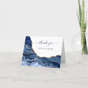 Tarjeta De Agradecimiento Geode Marble de la Marina Gold Agate