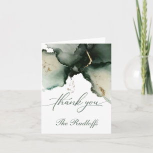 Tarjeta De Agradecimiento Geodo de acuarela verde azaroso y dorado personali
