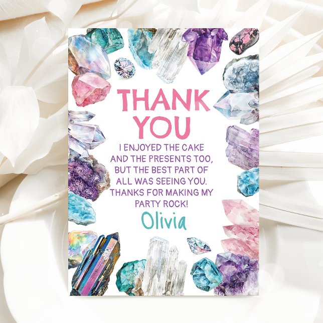 Tarjeta De Agradecimiento Geology Girl Birthday Rocks Dig Party (Subido por el creador)