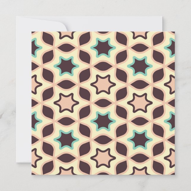 Tarjeta De Agradecimiento  Geometric pattern with star shapes in brown and t (Anverso)