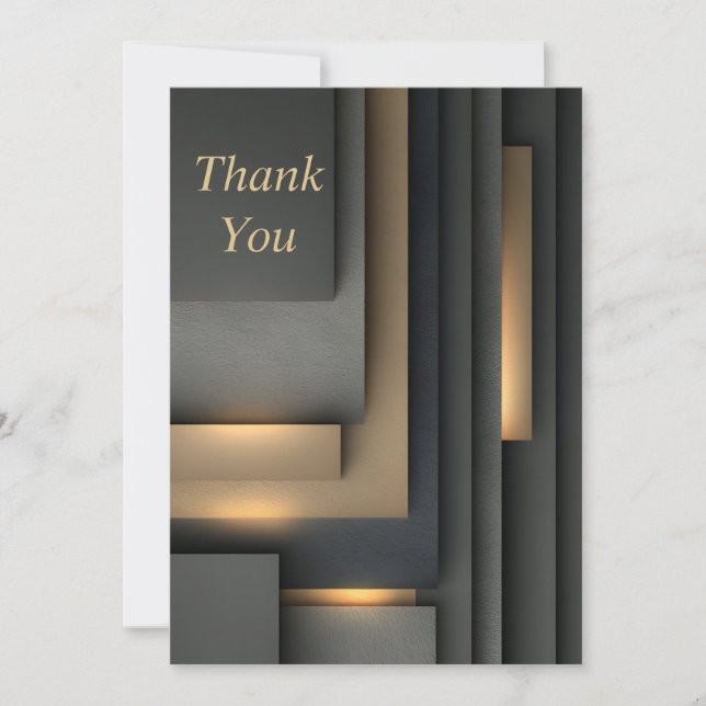 Tarjeta de agradecimiento geométrica de oro, gris  (Anverso)