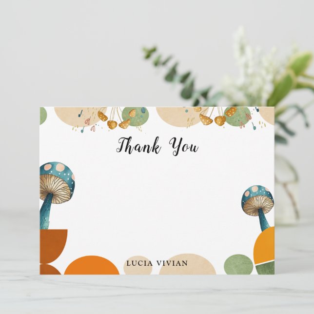 Tarjeta de agradecimiento geométrica moderna y col (Anverso de pie)