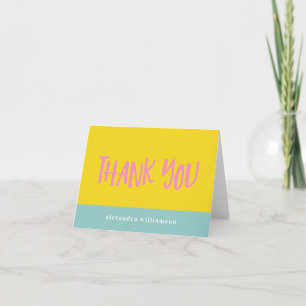 Tarjeta De Agradecimiento Geométrica personalizada Pastel Aqua Blue y Yellow