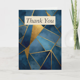 Tarjeta de agradecimiento geométrico azul oscuro y