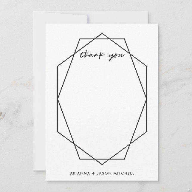 Tarjeta De Agradecimiento Geométrico de Edgy | Blanco y negro (Anverso)