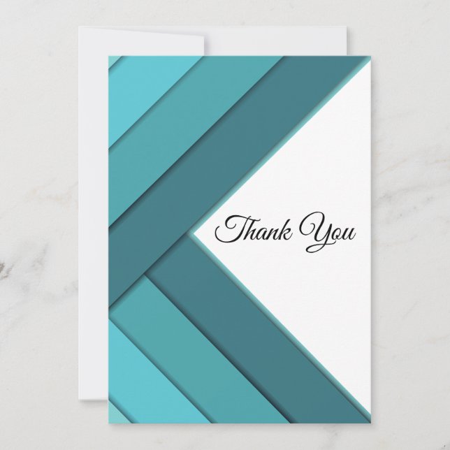 Tarjeta De Agradecimiento Geométrico Verde azulado y blanco (Anverso)