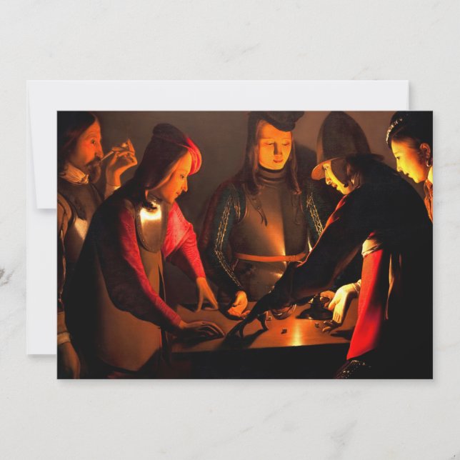 Tarjeta De Agradecimiento Georges de la Tour - Los Jugadores de The Dices (Anverso)