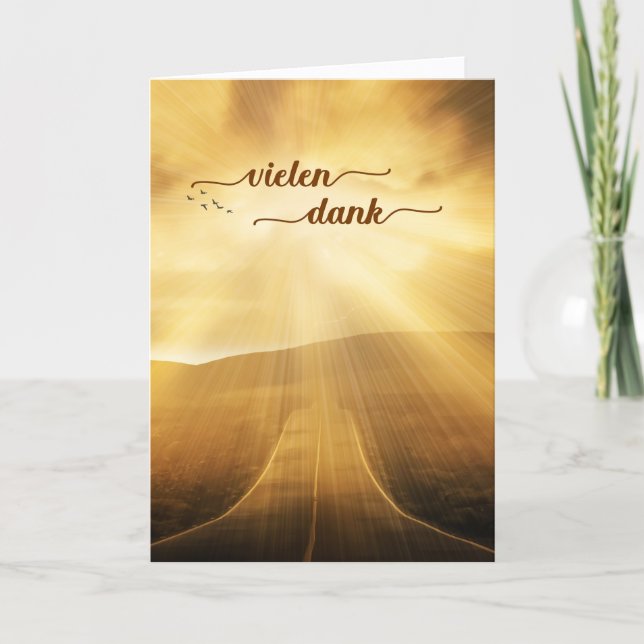 Tarjeta De Agradecimiento German Vielen Dank Sunlit Endless Road (Anverso)