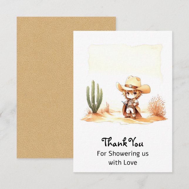 Tarjeta De Agradecimiento Giddy Up It's a Wild West Cowboy Baby Shower (Anverso / Reverso)