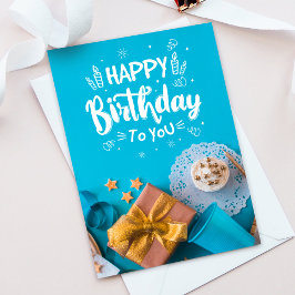 Tarjeta De Agradecimiento Gift and Cupcake Happy Birthday Greeting Card