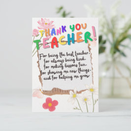 Tarjeta De Agradecimiento Gift card for teachers