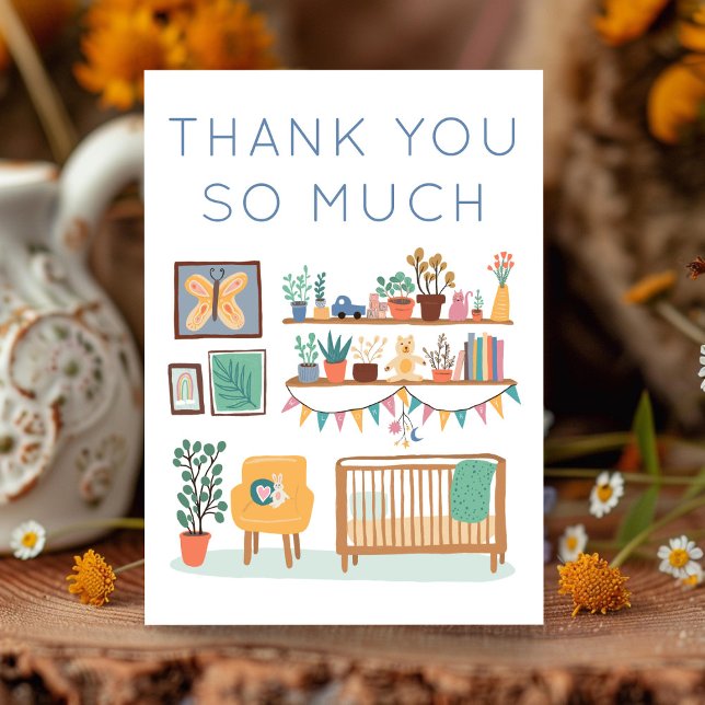 Tarjeta De Agradecimiento GIFTS de BABY SHOWER para enfermería (Cute Nursery BABY SHOWER GIFTS Thank You Card
)