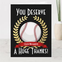 Tarjeta De Agradecimiento Gigante entrenador de béisbol gracias negro
