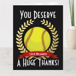Tarjeta De Agradecimiento Gigante entrenador de softbol gracias negro