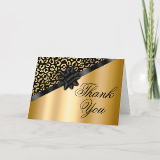 Tarjeta De Agradecimiento Gigante negro y dorado de leopardo negro