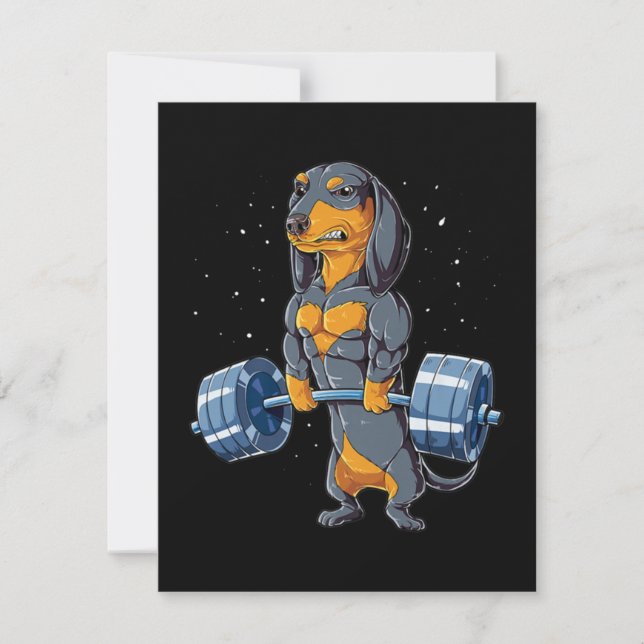 Tarjeta De Agradecimiento Gimnasio de elevación de pesas Dachshund (Anverso)