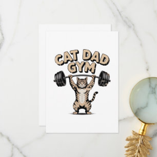 Tarjeta De Agradecimiento Gimnasio de Gatos Divertidos para Papá