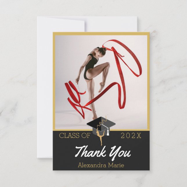 Tarjeta De Agradecimiento Gimnast Athlete Modern Photo class of (Anverso)