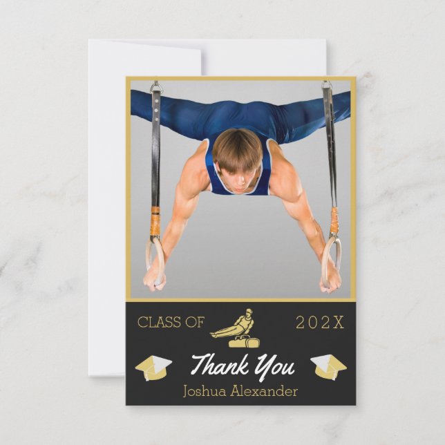 Tarjeta De Agradecimiento Gimnast Modern Photo de clase masculina de (Anverso)
