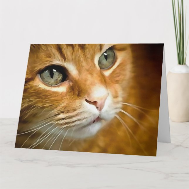Tarjeta De Agradecimiento Ginger Adorable Tabby Gato Posando Retrato Mascota (Anverso)