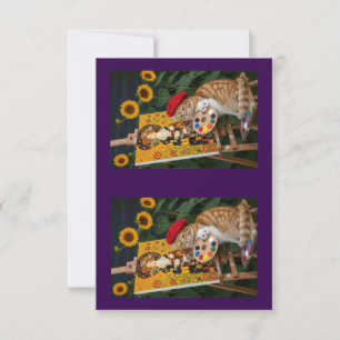 Tarjeta De Agradecimiento Ginger Kitty Artist Pintando Klimt Garden