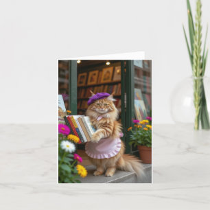 Tarjeta De Agradecimiento Ginger Kitty vendiendo libros de arte