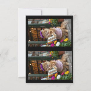 Tarjeta De Agradecimiento Ginger Kitty vendiendo libros de arte
