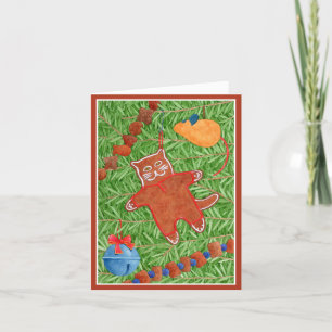 Tarjeta De Agradecimiento GINGERBREAD KITTY "Navidades Meowy" Notecard 3