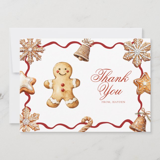 Tarjeta De Agradecimiento Gingerbread Man | Christmas Baby Shower  (Anverso)