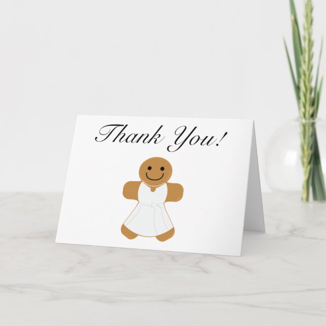 Tarjeta De Agradecimiento Gingerbread Woman in White Vress gracias (Anverso)