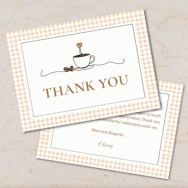 Tarjeta De Agradecimiento Gingham A Baby Is Brewing Baby Shower Thank You  (Subido por el creador)