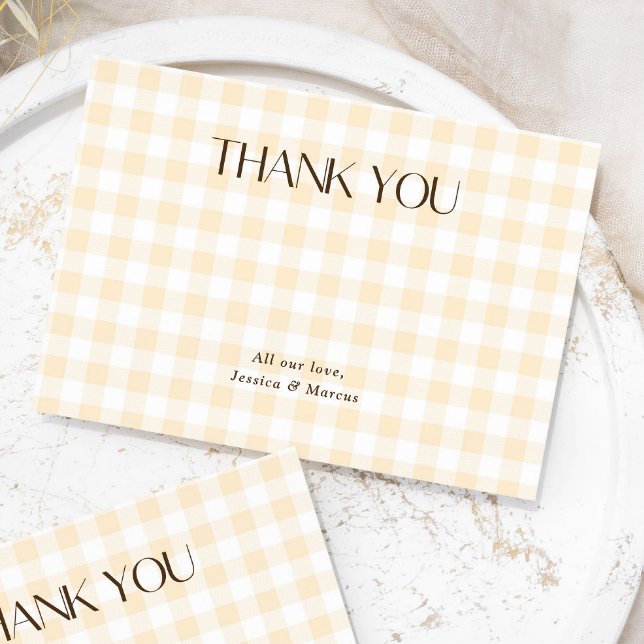 Tarjeta De Agradecimiento Gingham Amarillo Género Neutral  (Subido por el creador)
