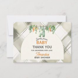 Tarjeta De Agradecimiento Gingham Clothesline Baby Shower de crecimiento loc